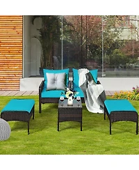 Sugift 5 Pieces Patio Rattan Furniture Set Sofa