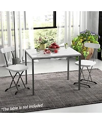 Sugift 2 Pieces Outdoor Folding Chair Set with Sturdy Frame and Ergonomic Backrest-White