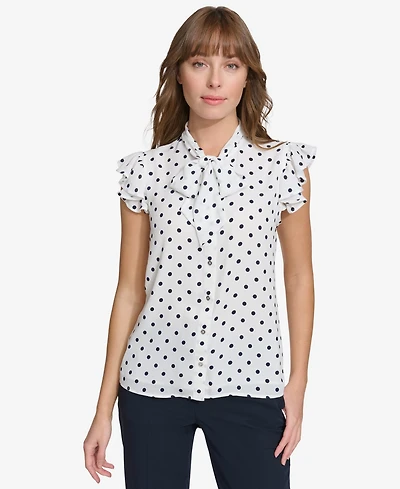 Tommy Hilfiger Women's Ruffle-Sleeve Bow Blouse