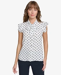 Tommy Hilfiger Women's Ruffle-Sleeve Bow Blouse
