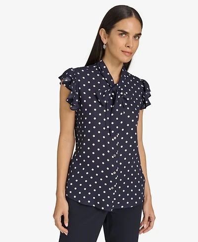 Tommy Hilfiger Women's Ruffle-Sleeve Bow Blouse