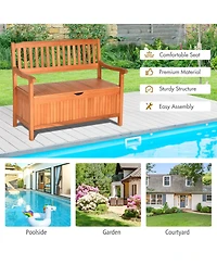 Sugift 33 Gallon Wooden Storage Bench with Liner for Patio Garden Porch