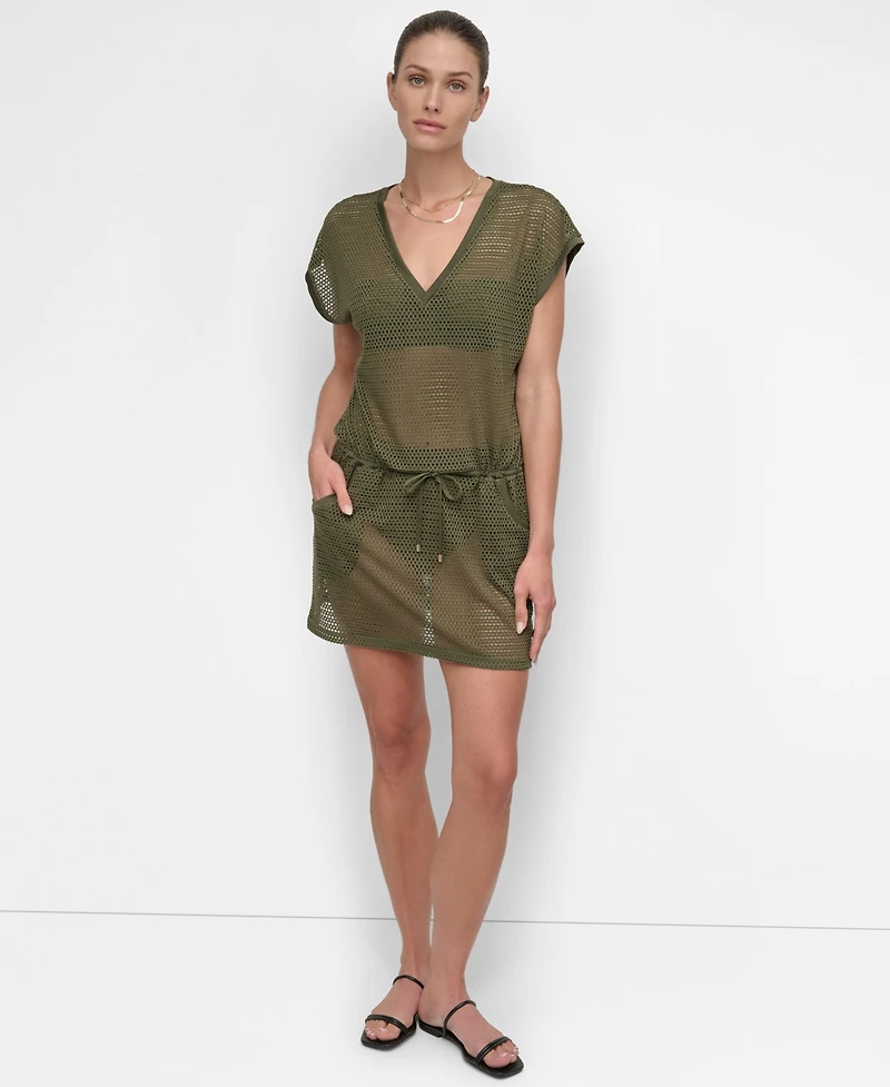 Dkny Women's Mesh Drawstring Tunic Swim Cover-Up