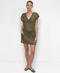 Dkny Women's Mesh Drawstring Tunic Swim Cover-Up