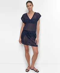 Dkny Women's Mesh Drawstring Tunic Swim Cover-Up