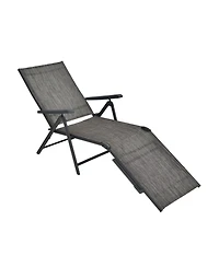Sugift Patio Foldable Chaise Lounge Chair with Backrest and Footrest-Gray