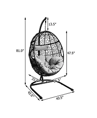 Sugift Hanging Cushioned Hammock Chair with Stand -Gray