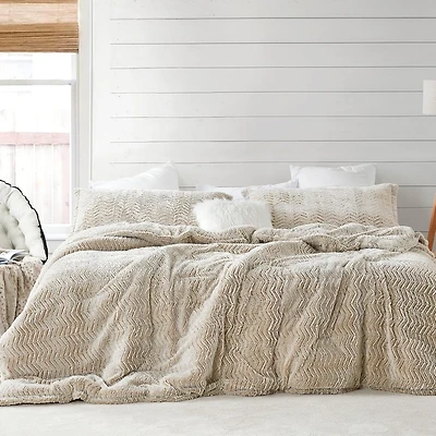 Peak of Cozy - Coma Inducer Oversized Comforter Set - Chevron Frosted Taupe