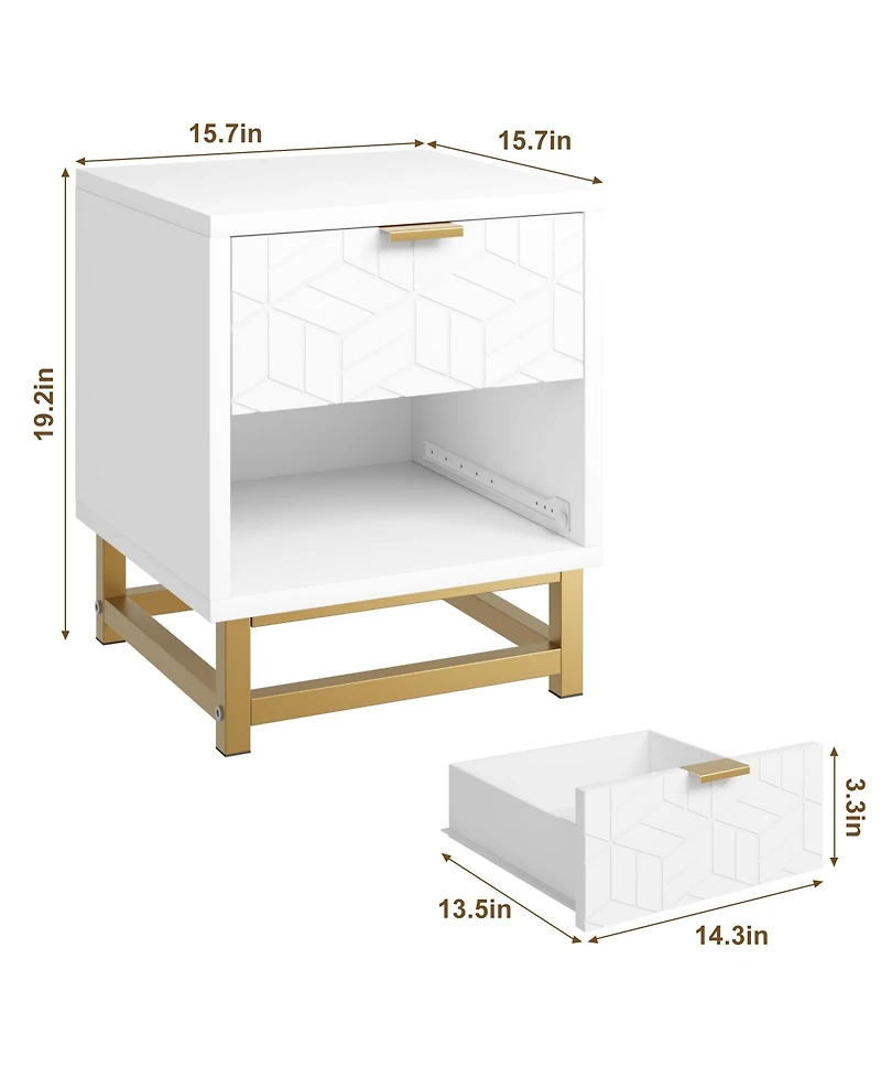 gaomon White Dresser for Bedroom, Small 2 Drawer Dresser for Bedroom, Modern Nightstand for Bedroom, End Table with Drawer