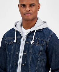 Sun + Stone Men's Reeves Trucker Hooded Denim Jacket, Created for Macy's