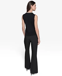 Karl Lagerfeld Paris Women's Embellished-Neck Sleeveless Knit Top