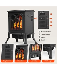 Sugift 16in 1500W Electric Fireplace 3D Flame Space Heater, Stove Heater