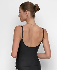 Dkny Women's O-Ring-Trim Crossover Ruched Tankini Top