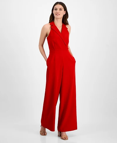 julia jordan Women's Notched-Collar Jumpsuit
