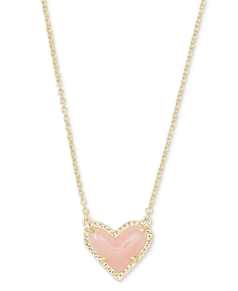 14K Gold Plated and Genuine Stone Kendra Scott Ari Heart Pendant Necklace