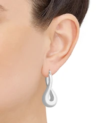 Polished Tube Twist Medium Hoop Earrings in Sterling Silver