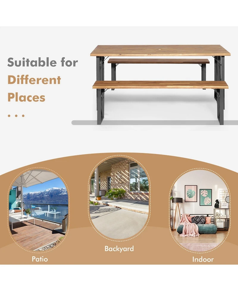 6-Person Outdoor Patio Dining Table Set with 2 Inch Umbrella Hole