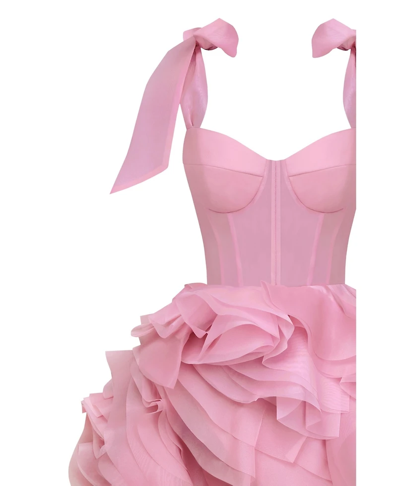 Milla Women's Danceable Mini With Ruched Flower Appliques