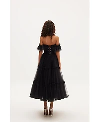 Milla Women's Ruffled Tulle Midi Dress
