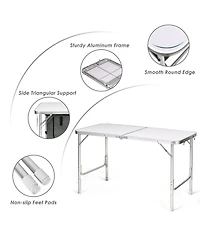 Sugift Height Adjustable Folding Camping Table-Gray
