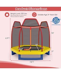 7 Feet Kids Recreational Bounce Jumper Trampoline-Red