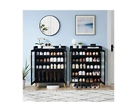 gaomon Shoe Cabinet with Glass Doors, 5-Tier Entryway Shoe Organizer Storage Rack with Large Storage and Adjustable Shelves for Hallway, Living Room,