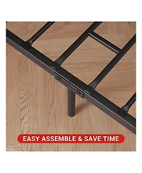 gaomon Bed Frame With Headboard, Industrial Platform Bedframe No Box Spring Needed, 14 Inch Metal Mattress Frame Noise Free, Rustic Brown