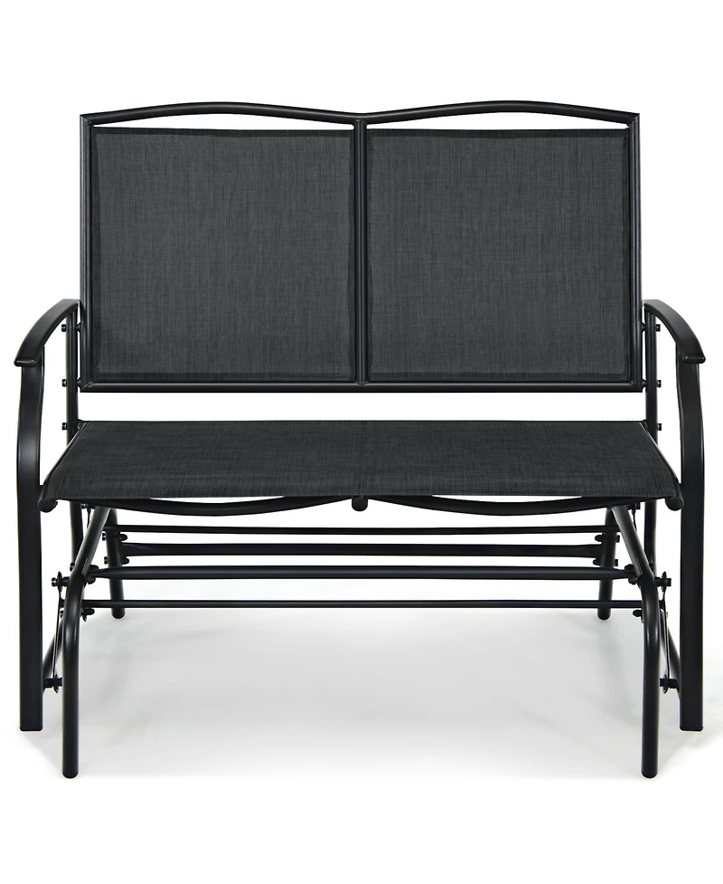 Sugift Iron Patio Rocking Chair for Outdoor Backyard and Lawn-Black
