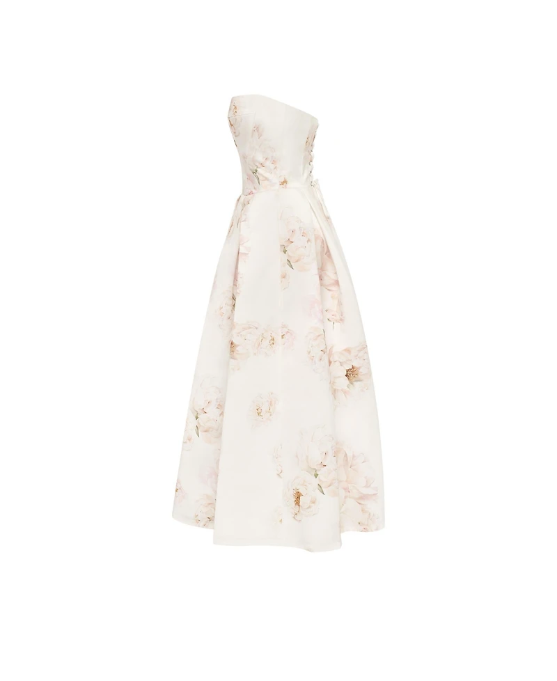 Milla Women's Strapless Midi Dress With A Flower Print