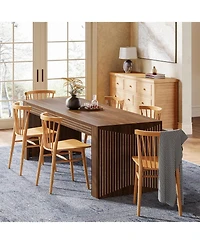 Tribesigns Farmhouse Dining Table for 6-8 People, 78.7-Inch Rectangular Wood Dining Table, Rustic Kitchen Table with Heavy Duty Wood Legs for Dining R