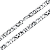 Bling Jewelry Heavy Duty Biker Jewelry Solid Curb Link Chain Necklace Silver Tone Stainless Steel 8MM