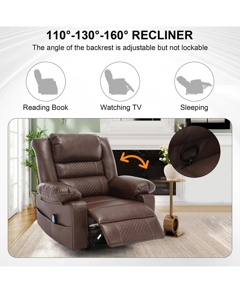Streamdale Furniture Breathable Leather Massage Recliner