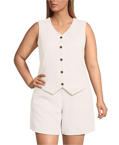 Lands' End Plus Crepe Button Front Vest