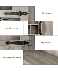 gaomon 72" Farmhouse Bar Cabinet with Sliding Barn Door