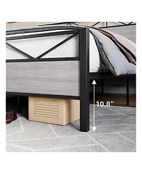 gaomon Metal Bed Frame with Wood Headboard & Footboard, Noise-Free, Easy Assembly, No Box Spring Needed
