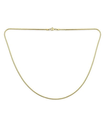 Bling Jewelry Thin Strong Simple Serpentine Chain Necklace Silver Tone Yellow Gold Plated Stainless Steel
