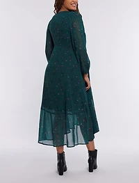 Motherhood Maternity Woven Wrap Long Sleeve Midi Dress