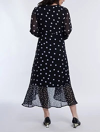 Motherhood Maternity Woven Wrap Long Sleeve Midi Dress