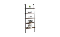 Slickblue Industrial Wall-Mounted Bookcase 5-Tier Open Ladder Shelf with Metal Frame for Stylish Storage