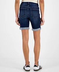 Celebrity Pink Juniors' Cuffed Hem Bermuda Denim Shorts
