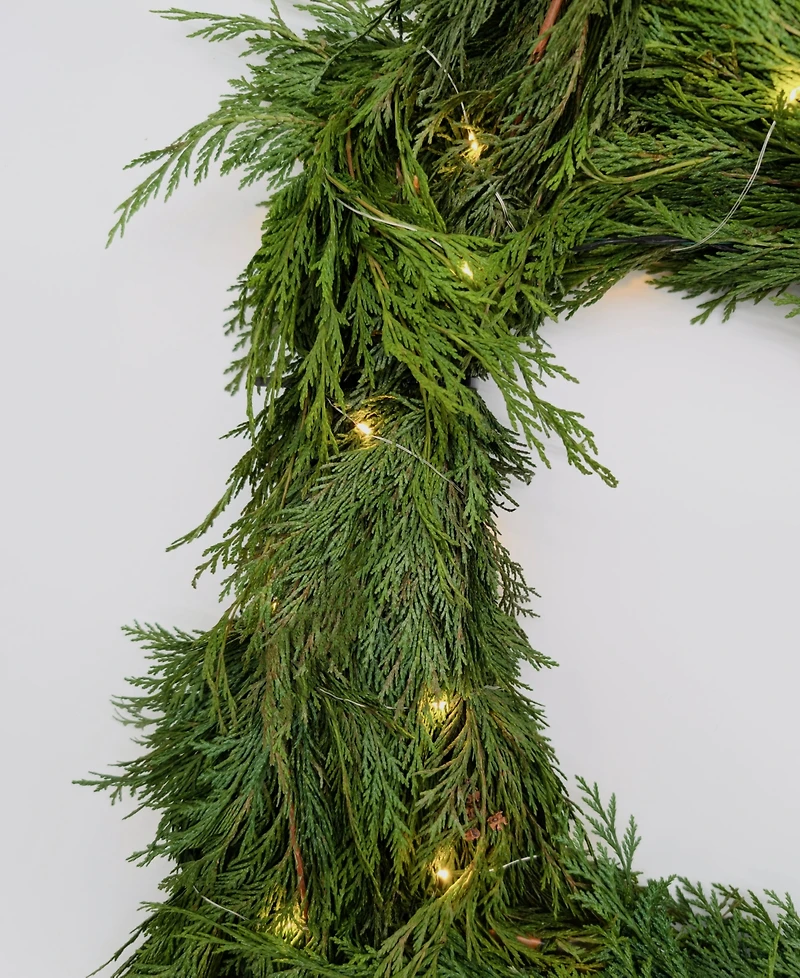 International Christmas Innovation Fresh Premier Cedar Garland with Warm Lights, 10'