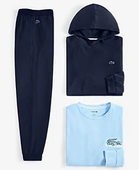Lacoste Mens Thermal Sleep Waffle Hoodie Straight Fit Knit Joggers Large Croc Thermal Sleep Shirt