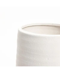LuxenHome White Terracotta 16.1-Inch Tall Indoor and Outdoor Cylinder Vase