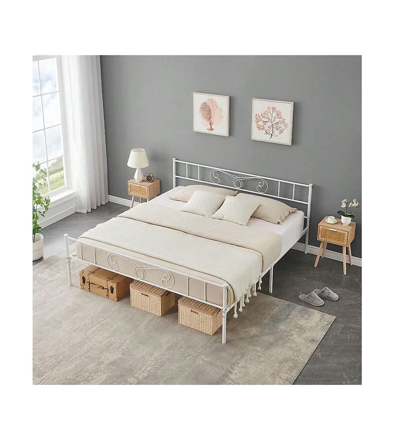 gaomon Metal Platform Bed Frame With Headboard And Footboard, Steel Slat Support Mattress Foundation