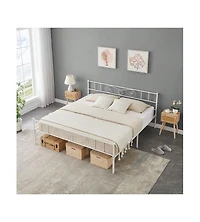 gaomon Metal Platform Bed Frame With Headboard And Footboard, Steel Slat Support Mattress Foundation