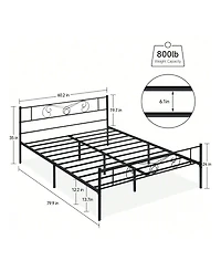 gaomon Metal Platform Bed Frame With Headboard And Footboard, Steel Slat Support Mattress Foundation