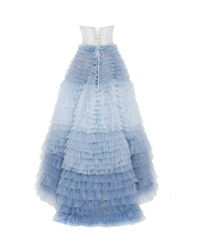 Milla Women's Light Blue Strapless Frill-Layered Fluffy Dress