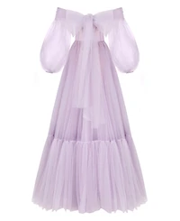 Milla Women's Sheer Sleeves Maxi Tulle Dress