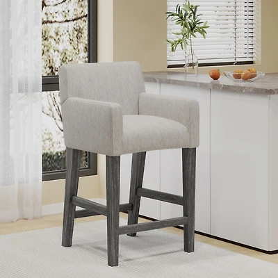 Upholstered 26 Inch Counter Stool - Light Gray/Gray