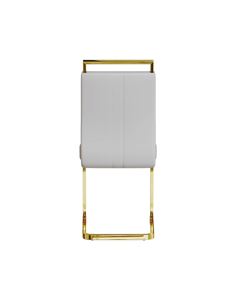 Streamdale Modern Pu Leather Upholstered Dining Chair with Golden Metal Legs (Set of 2)